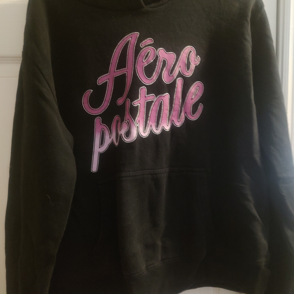 Aeropostale Black Hoodie with Purple Script